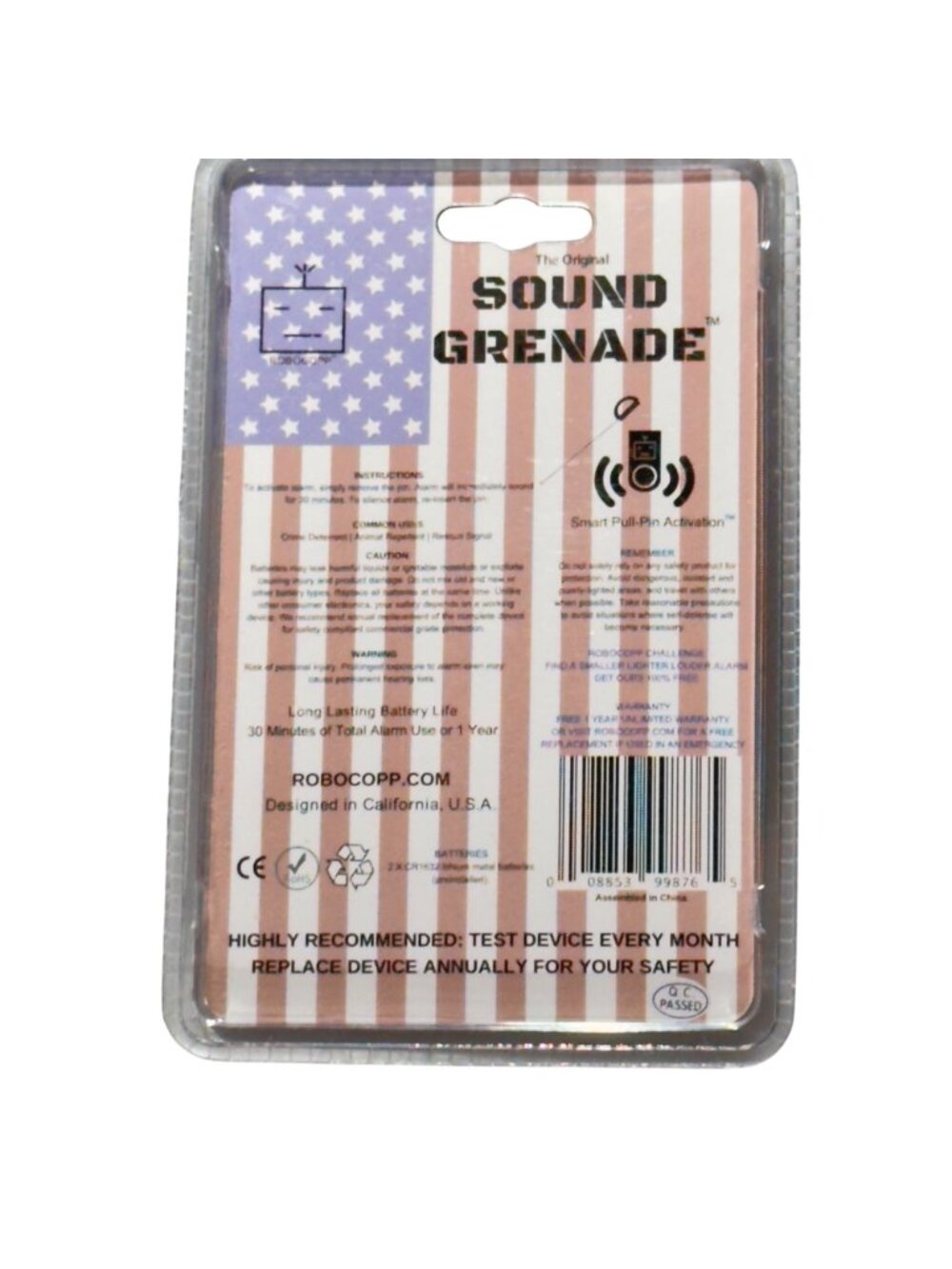 Sound Grenade Portable SOS Alarm 120 Decibel U.S.A. Edition with Carabiner - Picture 6 of 7